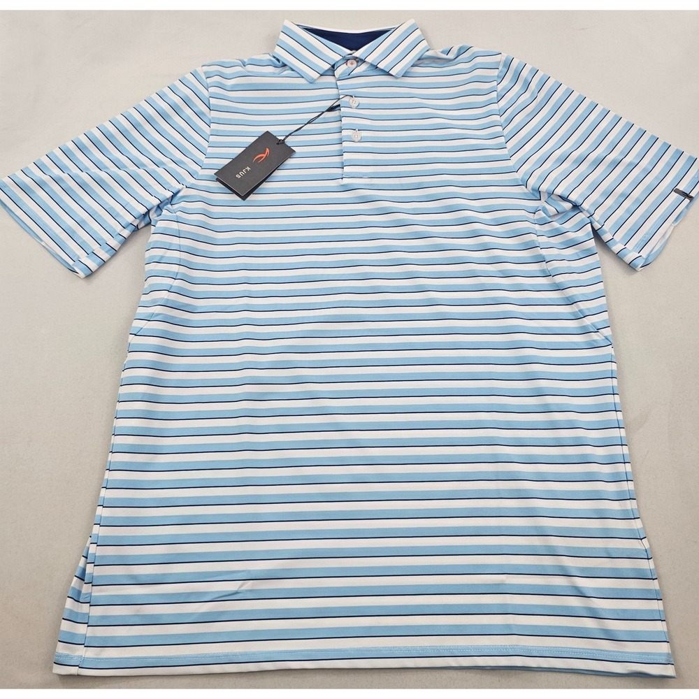 Kjus Soren Multistripe Polo Shirt Mens S Small 48 Blue K00300 Golf Stretch NEW